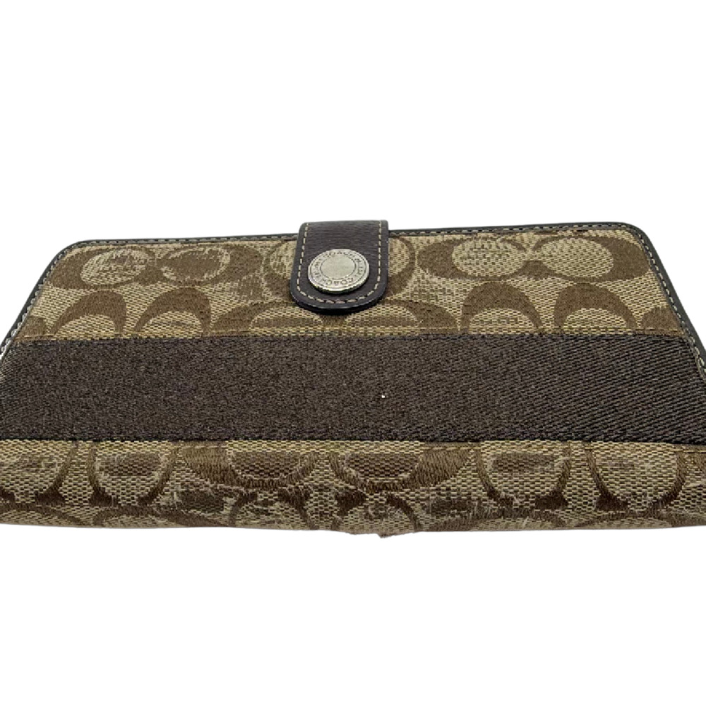 Coach Signature C Slim Brown Coated Canvas Leather Wallet